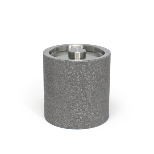 FOH RIB038GYL21 3.5 Qt. Gray Stainless Steel Round Ice Bucket with Lid