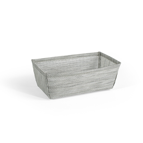 FOH RBA004GYV22 8.5" L x 5" W x 3" H Mesh Gray Woven Vinyl Rectangular Metroweave Basket