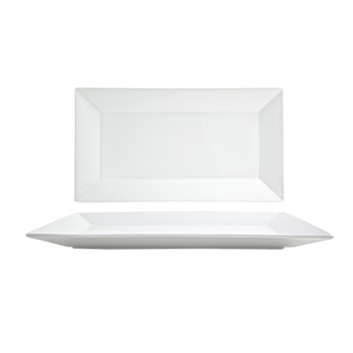 FOH SPT000WHP10 18" W Rectangular Porcelain Linear Design Kyoto Platter