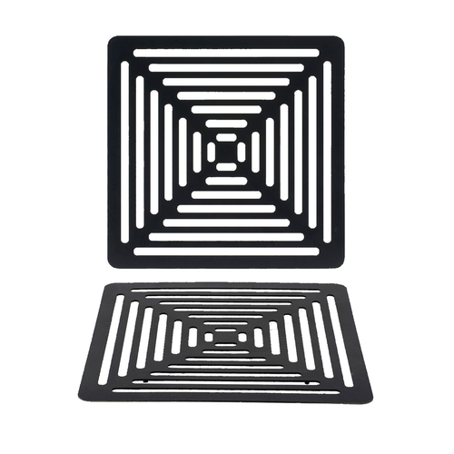 FOH BHO081BKS20 8.25" W x 8.25" D Matte Black Stainless Steel Square Buffet Building Blocks Grill Plate