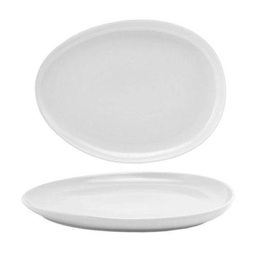FOH DOS032WHP20 13" W White Oval Porcelain Tides Plate