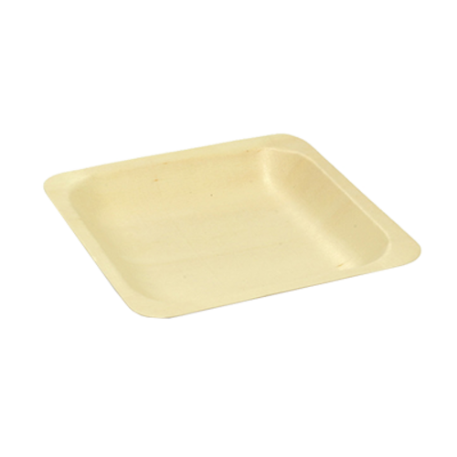 FOH DAP063NAW28 3 Oz. Natural Wood Square Servewise Disposable Plate