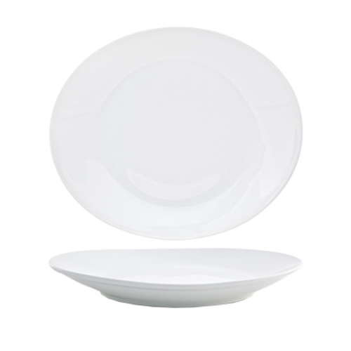 FOH DDP032WHP12 12" W Oval Porcelain Coupe Ellipse Plate