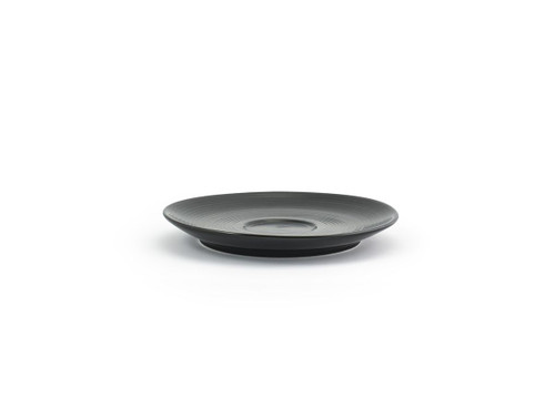 FOH DCS024BKP23 5.75" Dia. x 0.75" H Ink Porcelain Round Spiral Saucer
