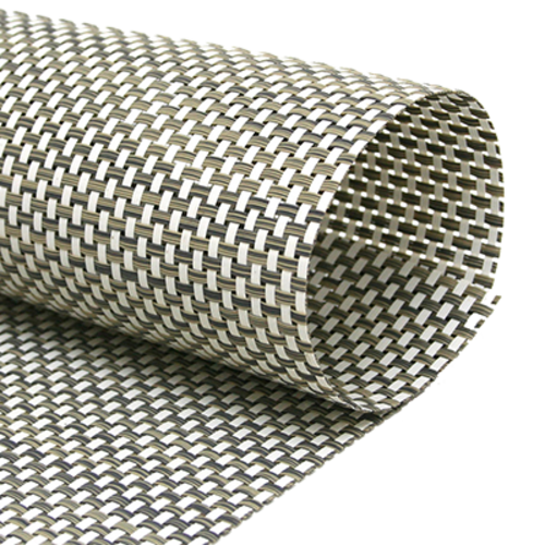 FOH XPM039TAV83 13" W Tan Vinyl Square Metroweave Placemat