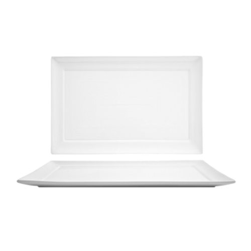 FOH DOS014WHP22 14" W White Rectangular Porcelain Spiral Plate