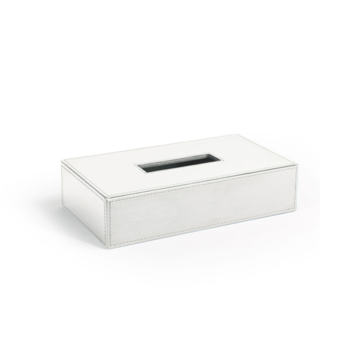 FOH RTB032WHL21 5.75" W White Faux Leather Square Tissue Cover