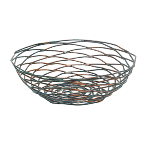 FOH BBK013PTI22 8" Dia. x 2.5" H Powder-Coated Iron Round Hand-Fused Patina Wireware Bowl