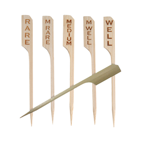 FOH AST007NAB82 3.5" W Bamboo Servewise Disposable Meat Marker Picks