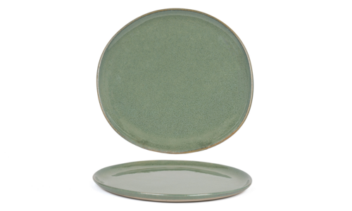 FOH DDP068GRP21 11" Dia. Green Round Porcelain Coupe Artefact Plate