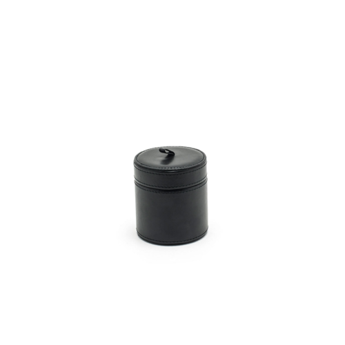 FOH RJR001BKL12 3.25" W Black Round Faux Leather Jar