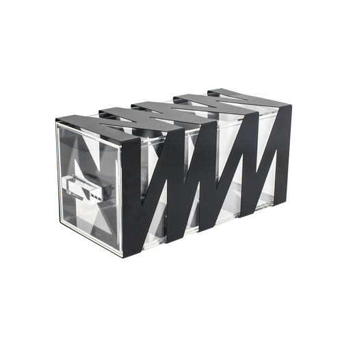 FOH BHO085BKI20 6.25" W x 13" H Matte Black Acrylic and Metal Self-Service Zig Zag Housing or Drawer Set