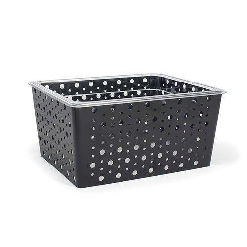 FOH BHO116BKI20 12.5" W x 10" D x 6" H Matte Black Metal Rectangular Deep 1/2 Size Dots Housing or Pan Set
