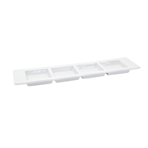 FOH SPT010WHP23 1.5 Oz. Porcelain 4-Compartment Canvas Server