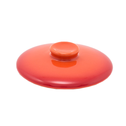FOH DLI134ORC23 4" Dia. Blood Orange Ceramic Kiln Ovenware Lid for 7 Oz. Round Dish DBO134ORC23