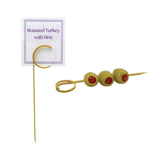 FOH AST018NAB83 3.5" Swirl Top Bamboo Servewise Disposable Picks