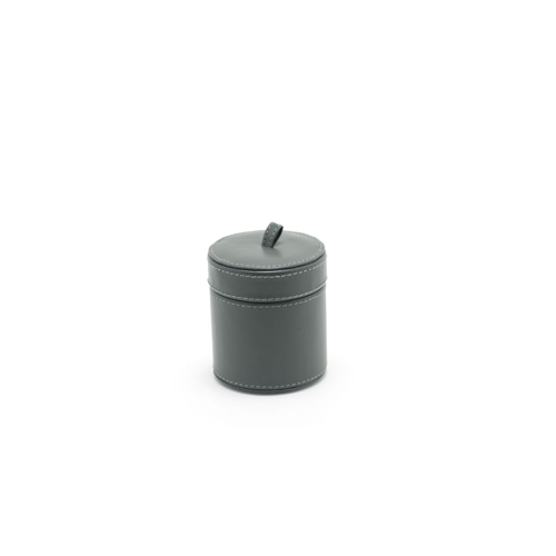 FOH RJR001GYL12 3.25" W Smoke Round Faux Leather Jar