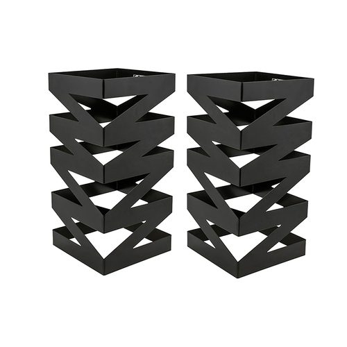 FOH BRI013BKI28 6.25" W Black Metal Square B Buffet Building Blocks Zig Zag Display Riser