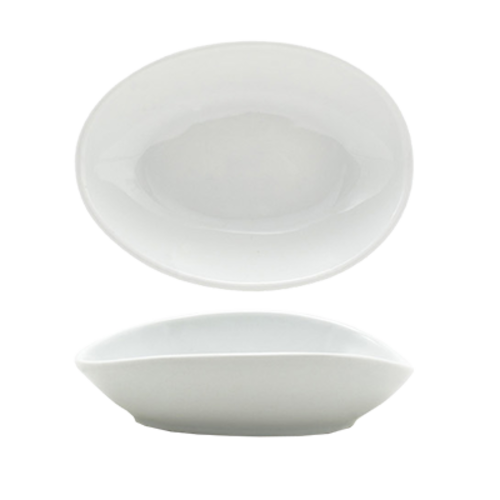 FOH DBO148WHP22 6 Oz. White Oval Porcelain Tides Bowl