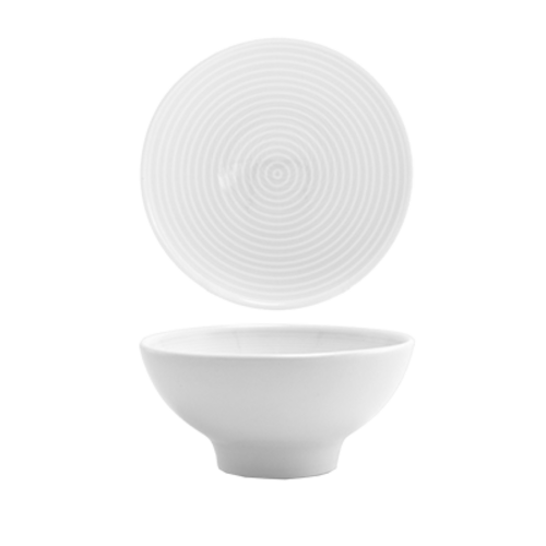 FOH DBO006WHP23 11 Oz. White Round Porcelain Spiral Bowl