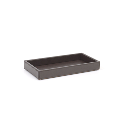 FOH RTR033BRL12 5" W Brown Rectangular Faux Leather Amenity Tray