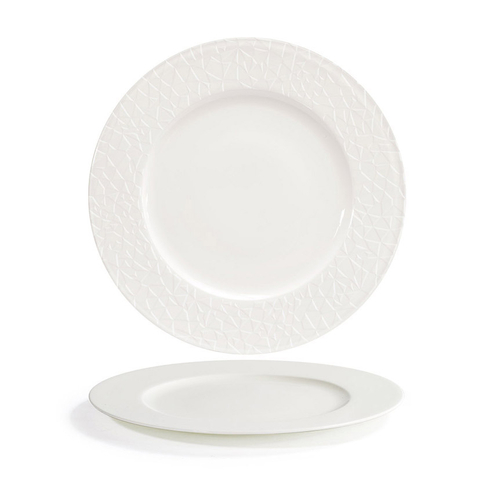 FOH DDP083BEP22 10.63" Dia. Round Porcelain Embossed Facet Catalyst Plate
