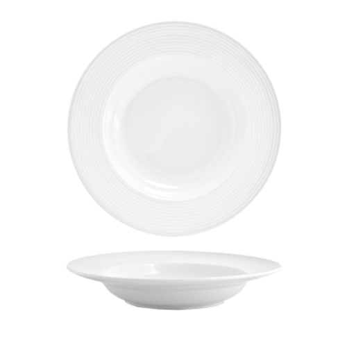 FOH DBO032WHP22 14 Oz. White Round Porcelain Spiral Bowl