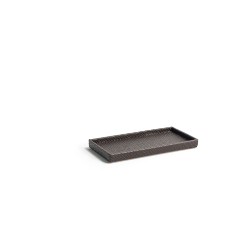 FOH RTR032BRL23 4" W Brown Rectangular Faux Leather Amenity Tray