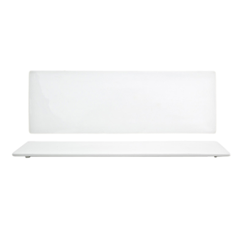 FOH DAP028WHP23 12" W Porcelain Rectangular Curved Canvas Plate