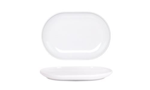 FOH DDP096WHP21 13" W White Oval Porcelain Bevel Plate
