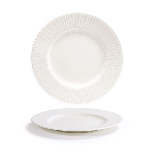 FOH DSP043BEP22 8" W Round Porcelain Embossed Focus Catalyst Plate