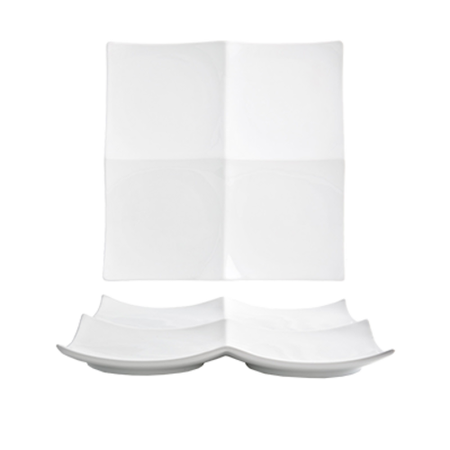 FOH DOS019WHP21 12" W Square Porcelain Flared Origami Plate