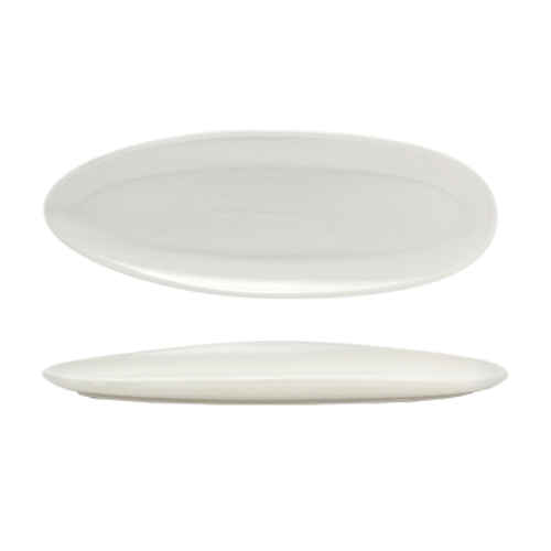 FOH DSU008BEP23 11.5" W Oval Porcelain Scallop Tides Slim Plate