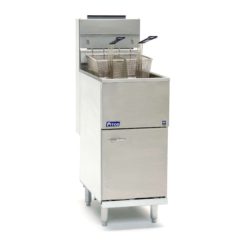 Pitco 40D-LP 15.13" W Stainless Steel Thermostatic Floor Model Liquid Propane Fryer - 107,000 BTU