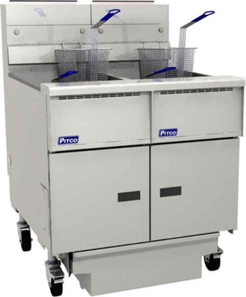 Pitco SG18-2FD-LP Stainless Steel Millivolt Liquid Propane Solstice Prepackaged Fryer System - 280,000 BTU