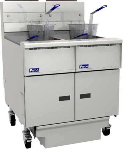 Pitco SG14-2FD-LP 50 Lbs. Stainless Steel Millivolt Liquid Propane Solstice Prepackaged Fryer System - 244,000 BTU