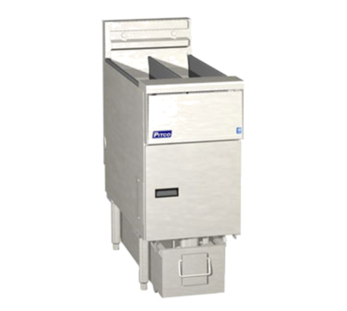 Pitco SE14X-1FD 15.63" W Stainless Steel Tank Front and Sides Floor Model Electric Solstice Prepackaged Fryer System - 208 Volts