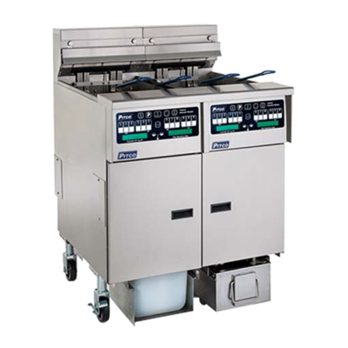 Pitco SELV14C/14T-2/FD 46.88" W Electric Solstice Reduced Oil Volume Fryer System - 208 Volts