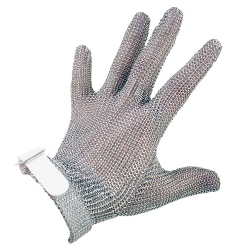 Omcan USA 44352 Stainless Steel Small Mesh Glove with White Silicone Strap