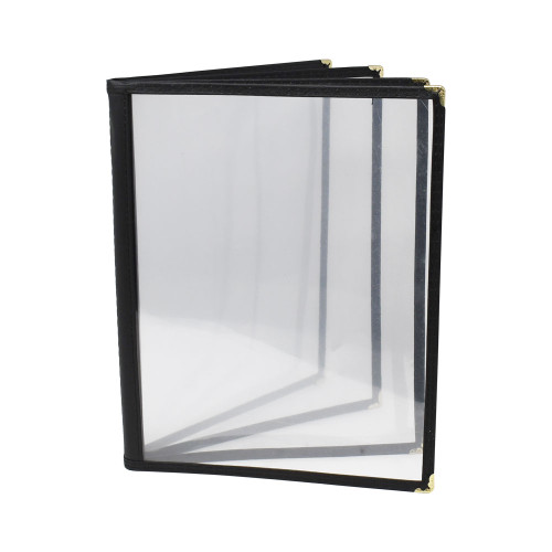 Omcan USA 39806 9.25"W x 11.75"H Black Plastic 4 Page Menu Holder