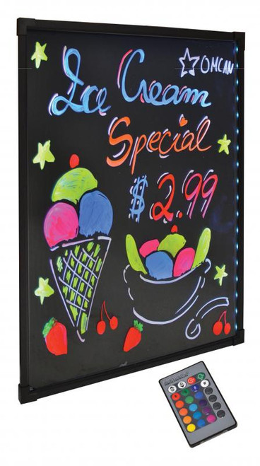 Omcan USA 39859 26.25" W x 35.75" H Plastic Black Wall Mount Write-On Menu Board - 110 Volts 1-Ph