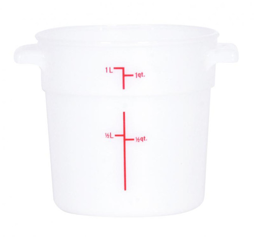 Omcan USA 80230 1 Qt. White Polypropylene Round Food Storage Container
