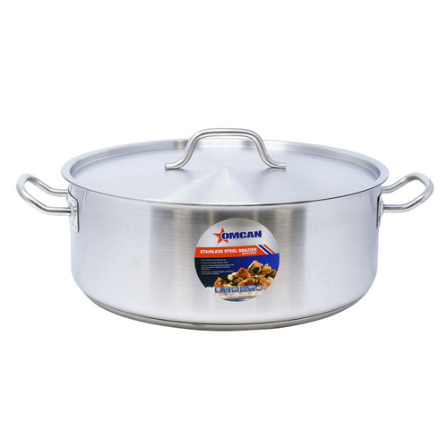 Omcan USA 80428 20 Qt. Stainless Steel Brazier Pan with Cover