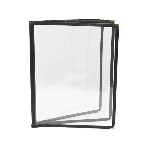 Omcan USA 39802 9.25"W x 11.75"H Black Plastic 3 Page Menu Holder