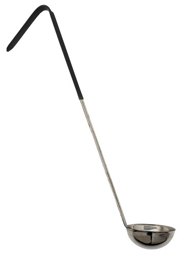 Omcan USA 80765 6 Oz. One Piece Stainless Steel Ladle with Black Handle