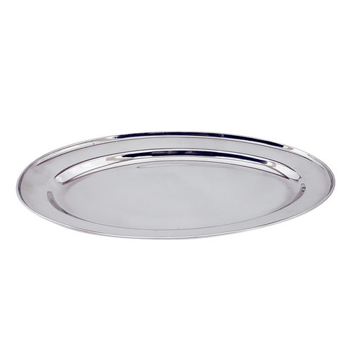 Omcan USA 80810 21.63" x 15" Stainless Steel Oval Platter