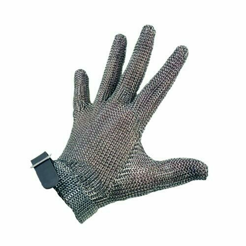 Omcan USA 44354 Stainless Steel XSmall Mesh Glove with Gray Silicone Strap