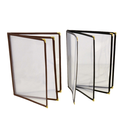 Omcan USA 39794 9.25"W x 11.75"H Black Plastic Double Fold Menu Holder