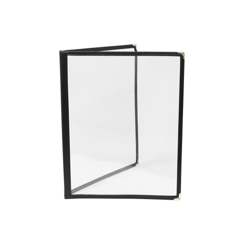 Omcan USA 39794 9.25"W x 11.75"H Black Plastic Double Fold Menu Holder