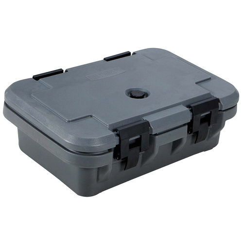 Omcan USA 80164 Gray Polypropylene Holds 4" D Pans Top Load Food Transport Container